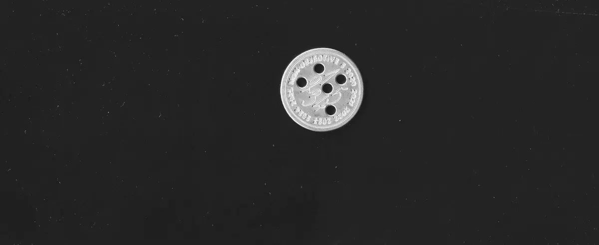 A small artifact for the studio’s 5th anniversary — a metal button with five irregularly placed holes and an engraving. Made in an edition of 10, for the team only — a small object that, quite literally, holds us together.