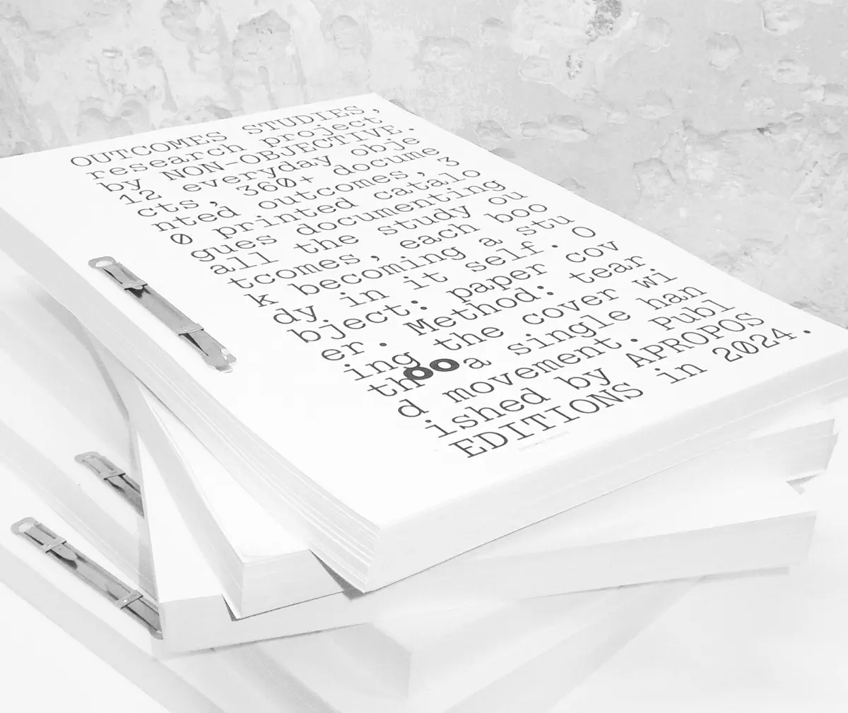 Launching Apropos Editions with its first release — a publication that is both an exhibition catalogue and a printed archive of our visual research  Outcomes Studies , which itself became one of the subjects of that research.